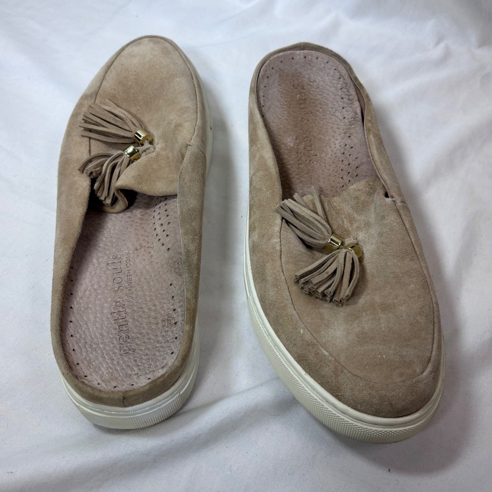Gentle Souls Rory Mule Sneaker Womens 8.5M Tan Suede Tassel Slip On Casual Shoes
